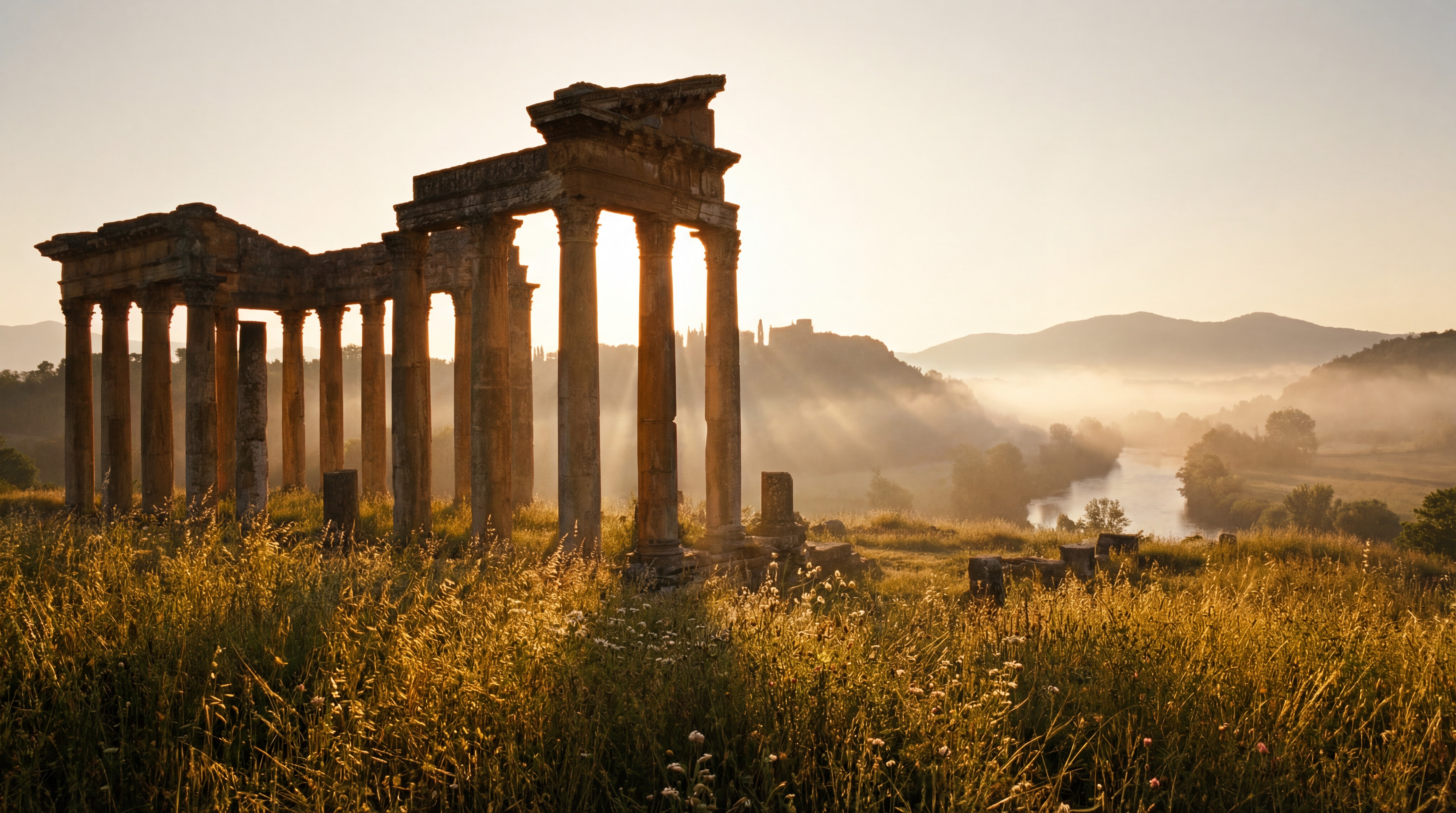 Midjourney V6.1風景プロンプト結果 — 枯れ木と鏡面反射のある夕暮れの塩平原