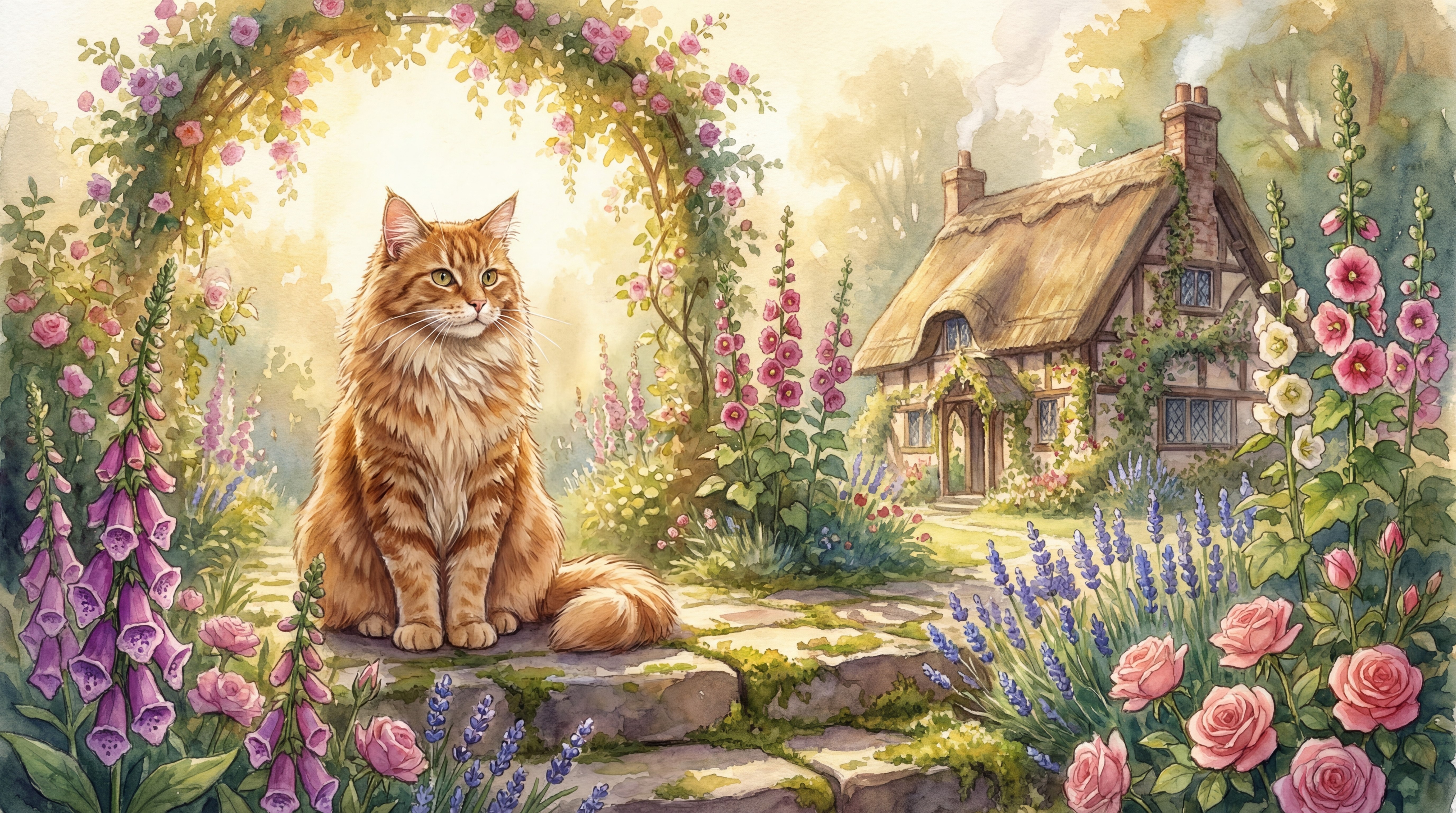 Stufe 5: professionelles Aquarell-Katzenporträt mit Drittel-Regel-Komposition und geringer Schärfentiefe