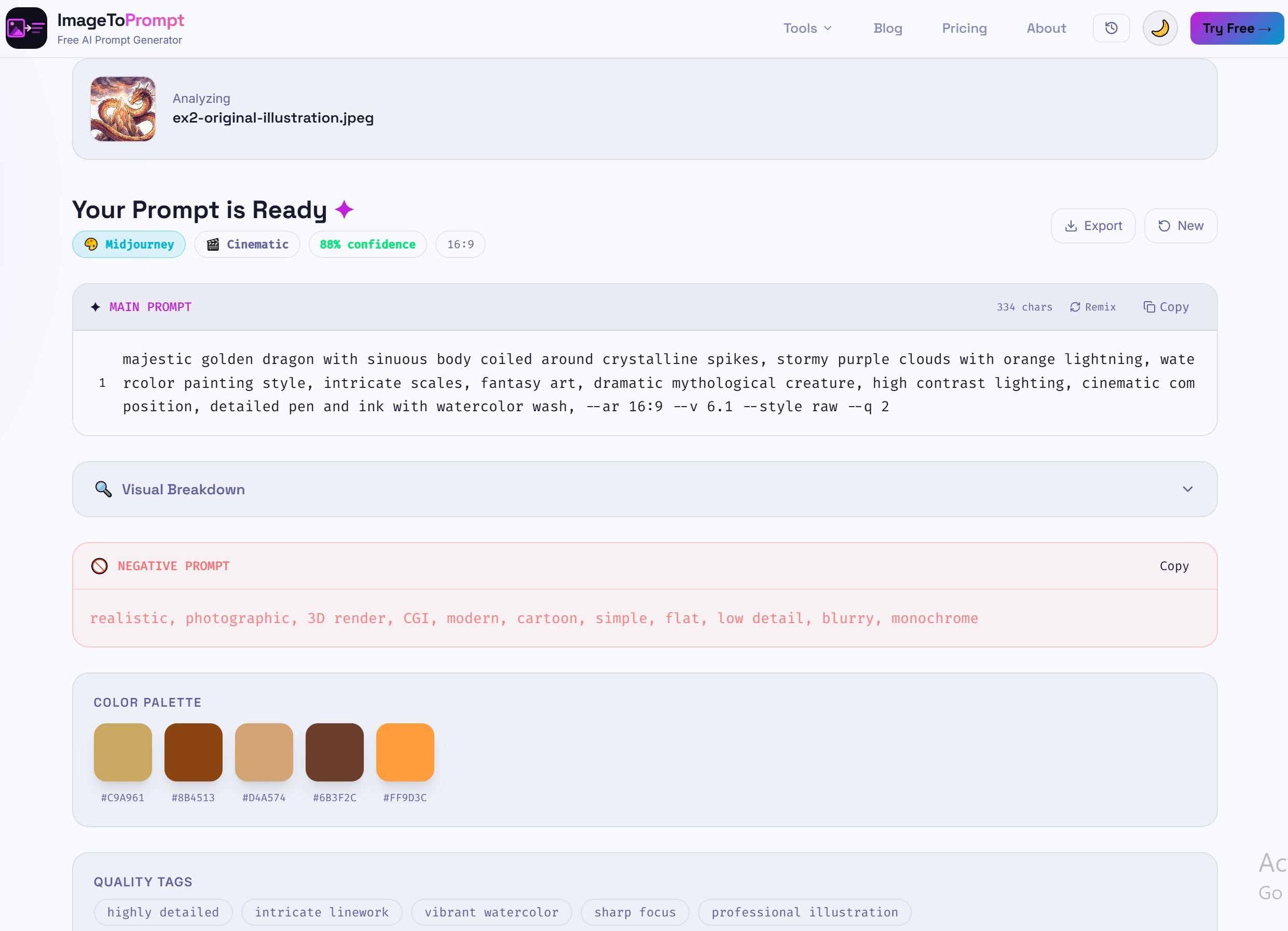 ИИ-промпт, сгенерированный ImageToPrompt из иллюстрации