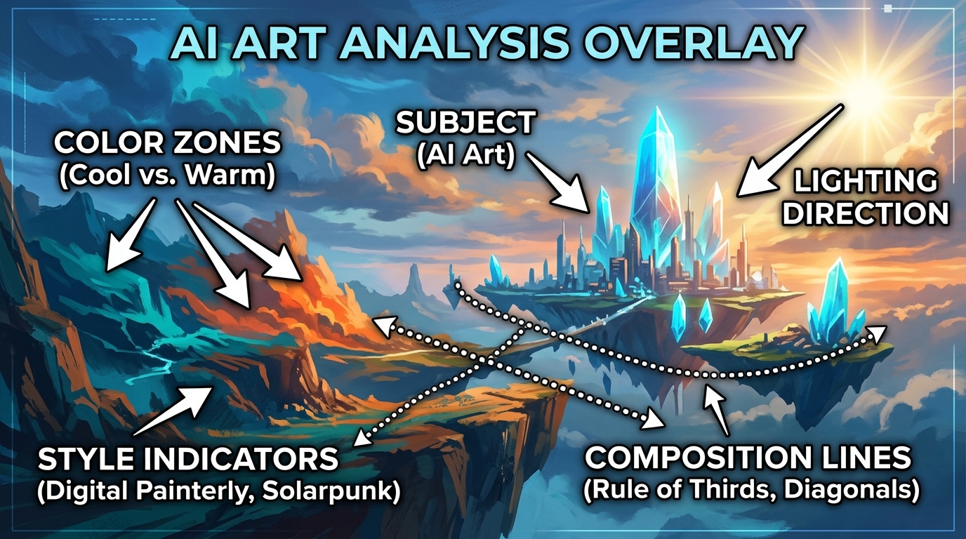 AI image description example — abstract artwork painting analysis