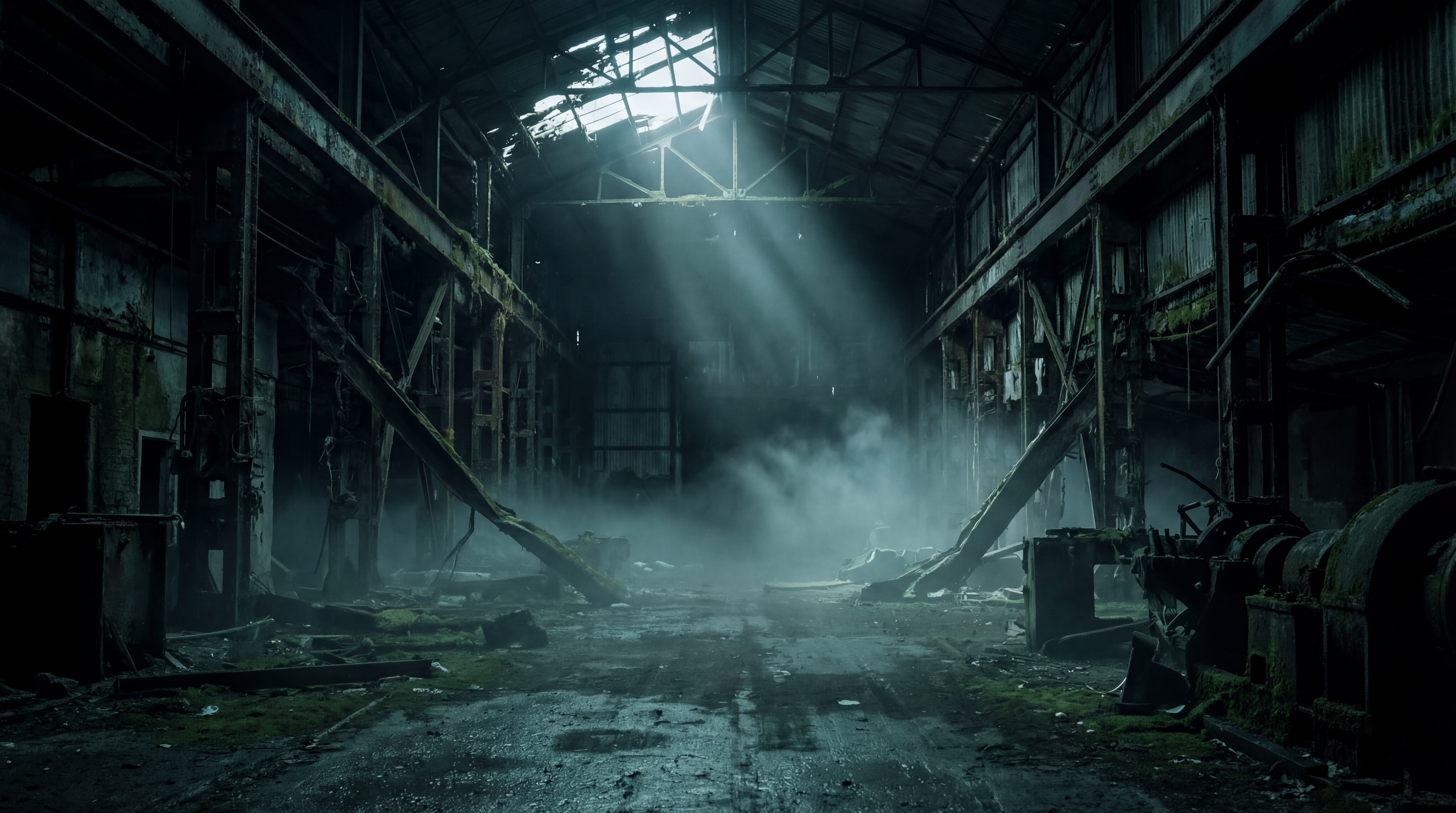 Bedrohliche Stimmung in KI-Kunst — dunkle unheimliche Szene mit bedrohlicher Atmosphäre, Prompt-Wort-Effekt