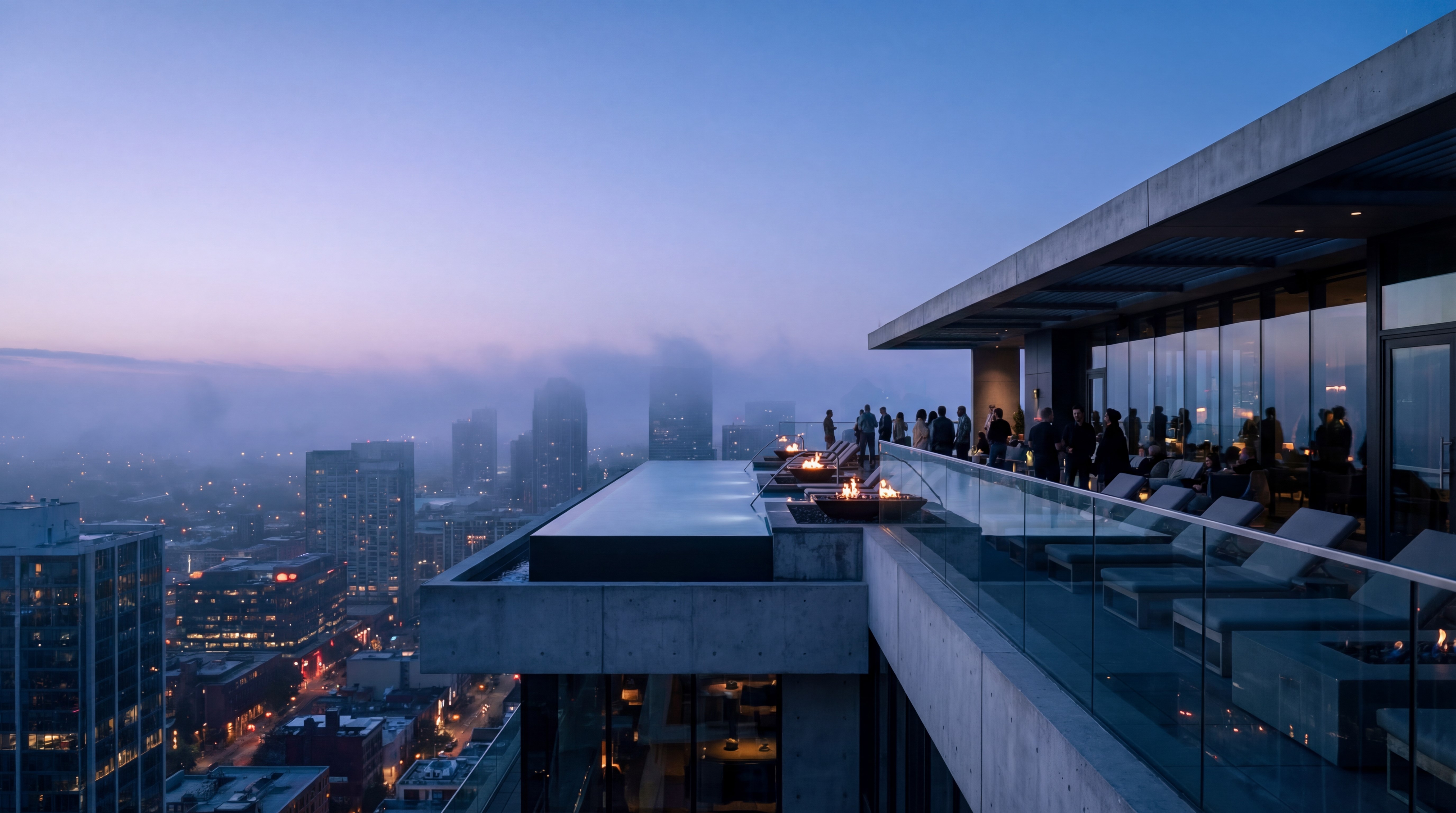 Blue-Hour-Beleuchtung — kühle weiche Blautöne in der Dämmerung, ein einzelnes Wort geändert im Prompt