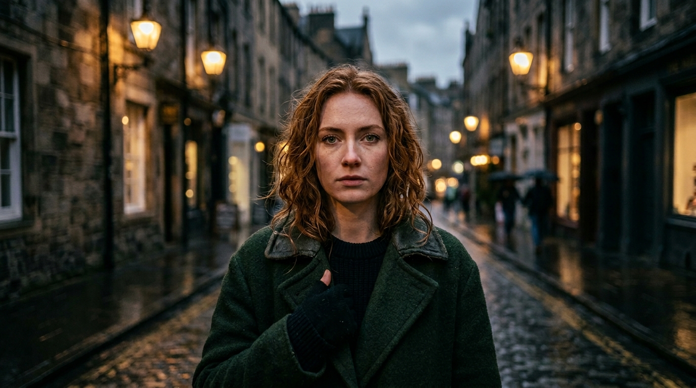 بورتريه سينمائي — إضاءة سينمائية درامية ومزاج لمقارنة برومبتات AI