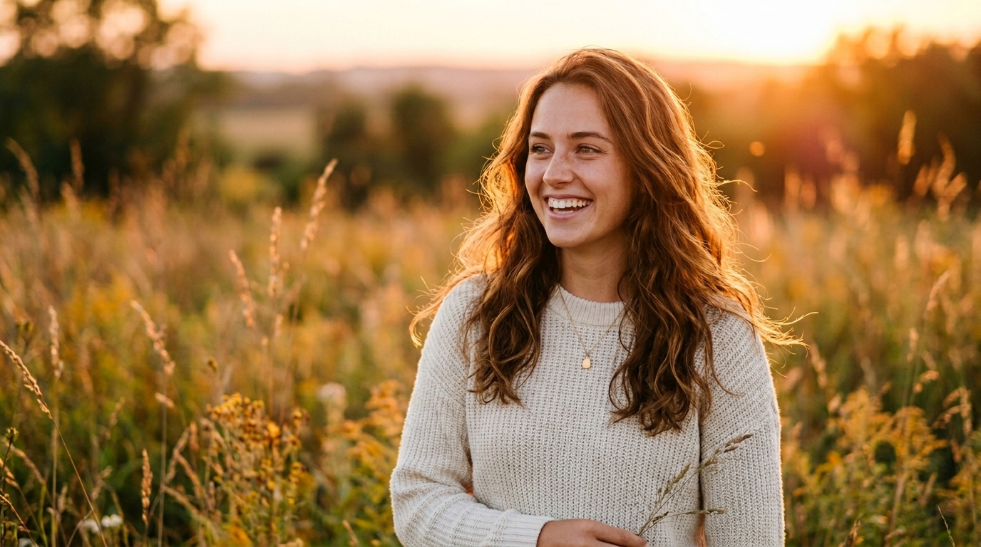 Warm golden hour lighting in an interior space — demonstrating how light quality transforms a room's atmosphere in AI-generated interior design
